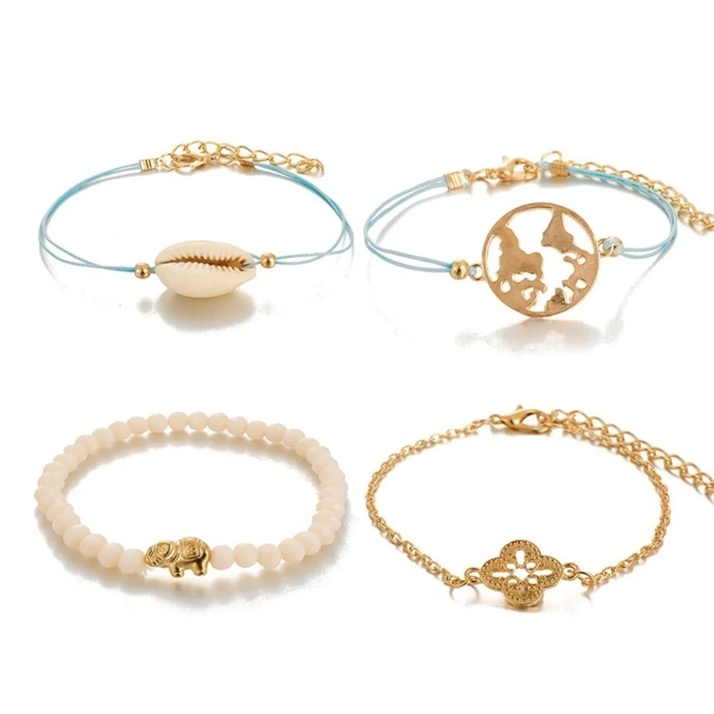 *INDIGO* 4-Pc Blue x Gold Fashion Bracelet Set